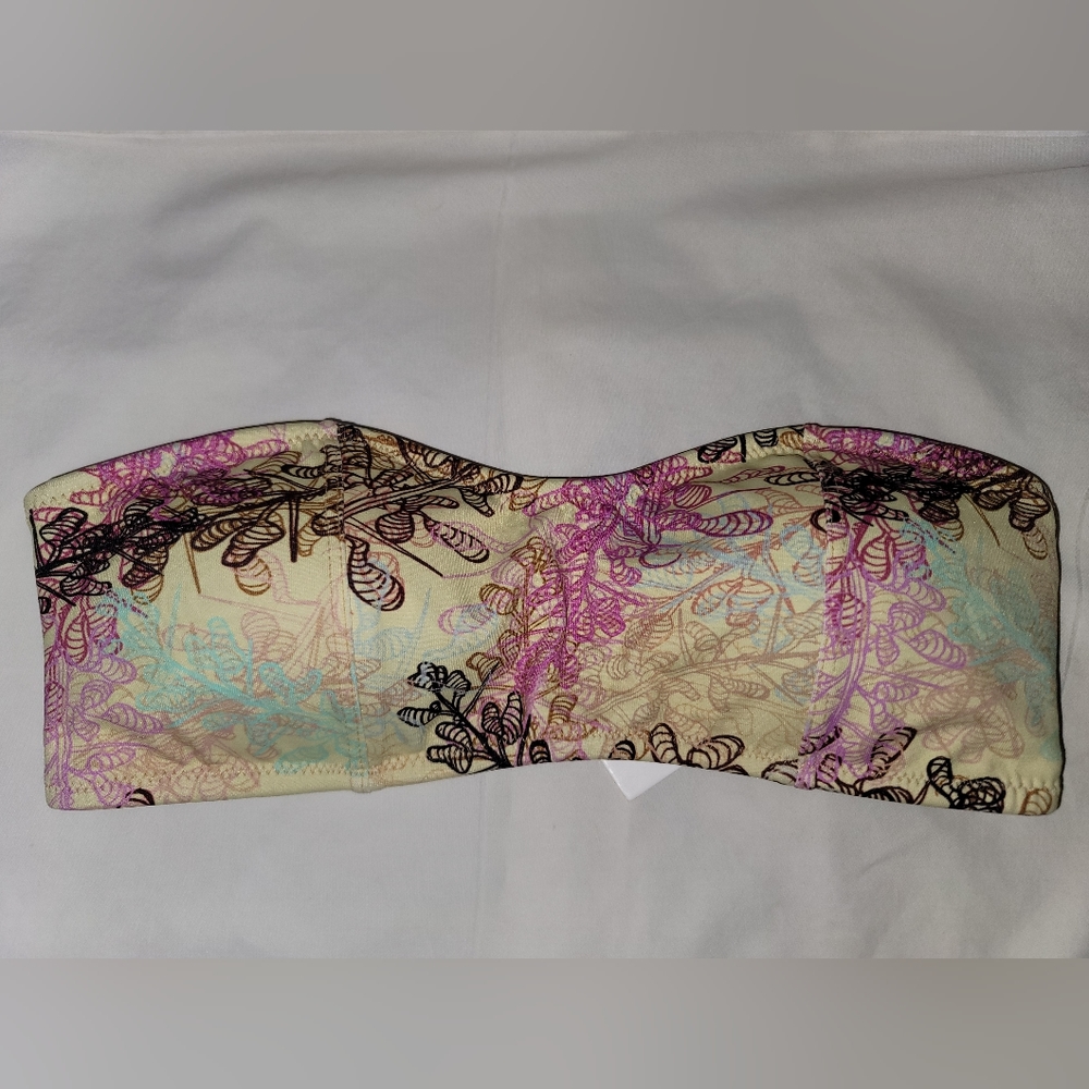 ELA Miami Swimwear Bikini Top Floral Print Strapless Size Medium NWT